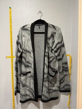 WHBM Fuzzy Alpaca Blend Animal Print Cardigan Sweater Large